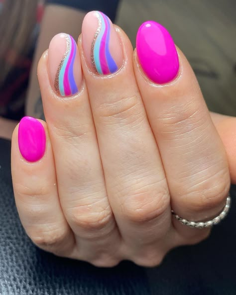 Bright Colour Nail Designs, 3 Color Nails Ideas, Fun Gel Nails For Summer, Easy Acrylic Nails, Bright Fun Nails, Bright Color Nails, Fun Colorful Nails, Summer Nails Designs 2023, Nails Colors Spring