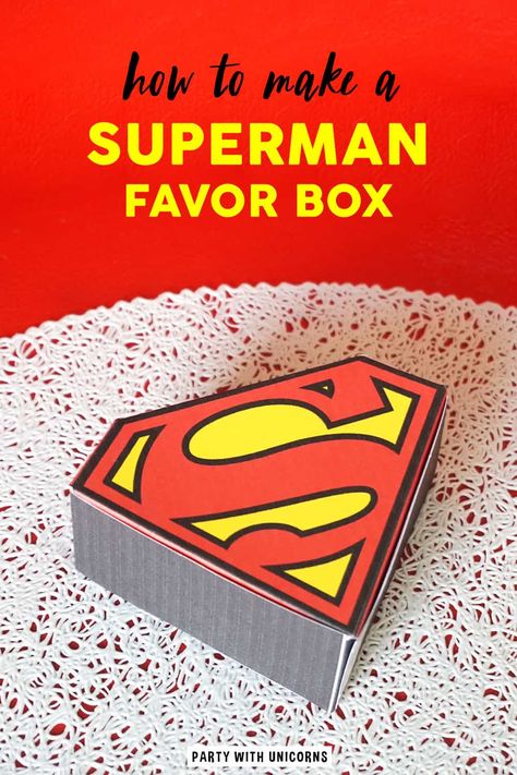 Are you planning a superman Party? Download this free Superman Favor box to use at your event. It's the perfect way to wrap up a favor to send your guests home with a special treat.  #supermanparty #superman Superman Party Favor | Superman Party Favor Box | DIY Superman Party | Superman Craft for Kids | Superman Craft ideas | Superman Activites for kids Superman Party Favors, Superman Crafts, Diy Beyblade, Superhero Party Food, Food Ideas Recipes, Boys Birthday Party Games, Superhero Favors, Superhero Printables, Superman Party