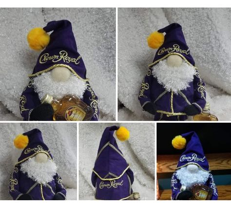 Crown Royal Gnomes, Crown Royal Diy, Crown Royal Crafts, Crown Royal Quilt, Crown Bottle, Crown Royal Bags, Diy Crown, Easy Fall Crafts, Diy Yarn Crafts