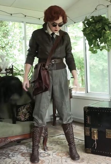 Vintage German Outfit, Modern Explorer Outfit, 9os Fashion Outfit, Vintage Adventurer Outfit, 1920s Pilot Outfit, Field Scientist Outfit, Fantasy Traveler Aesthetic Outfits, Fantasy Dark Academia Outfits, Photographer Clothing Style