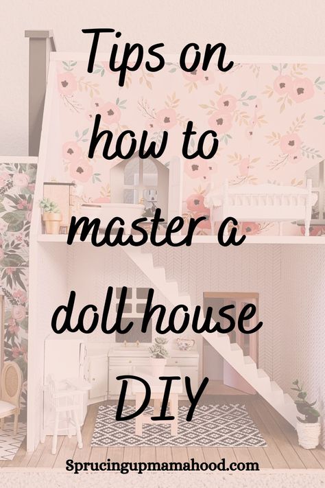 Dollhouse Stand Ideas, How To Decorate A Doll House, Refinish Dollhouse, Refinishing Dollhouse, Loving Family Dollhouse Makeover, Diy Barbie House Decor, Diy Dollhouse Decorating Ideas, Redo Doll House Ideas, Dollhouse Diy Ideas How To Make