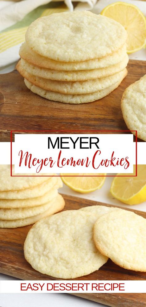 Crisp Lemon Cookies Recipes, Meyer Lemon Cookies Recipes, Meyers Lemon Recipes, Lemon Thins Cookies, Meyer Lemon Recipes Desserts, Lemon Crisp Cookies, Meyer Lemon Cookies, Myers Lemon Recipes, Lemon Ginger Cookies