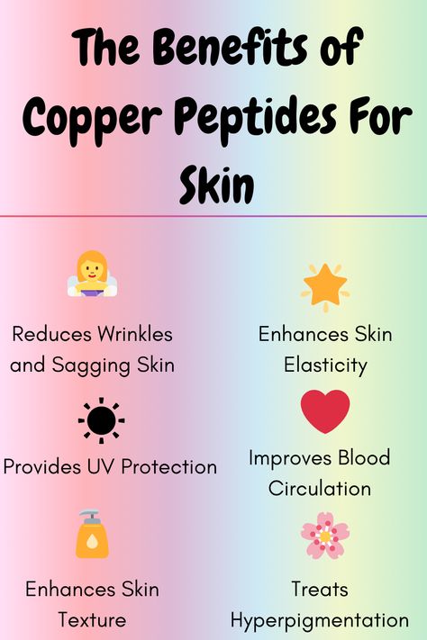 Here are some benefits of using copper peptides as part of your skin care. Benefits Of Copper, Treating Hyperpigmentation, Copper Peptides, Skin Structure, Hormonal Changes, Skin Discoloration, Even Out Skin Tone, Improve Skin Elasticity, Improve Skin Texture