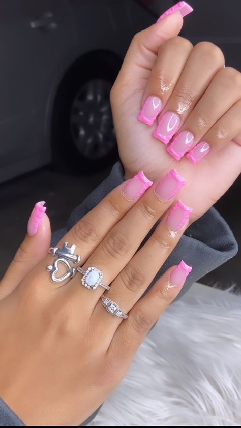 Baddie Nails Instagram Short, Cute Short Nail Sets Pink, Cute Pink Nails Short, Pink Short Acrylic Nails, Short Acrylic Nails Pink, Short Pink Nails, Cute Pink Nails, Cute Short Nails, Blue Acrylic Nails