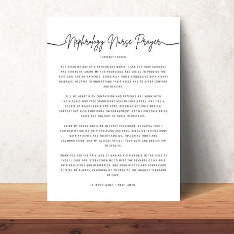 Nephrology Nurse Prayer Printable Wall Art Christian Dialysis Nurse's Office Poster Nephrology Nurse Appreciation Gift Nurses Week Present - Etsy Nephrology Nurse, Nurses Prayer, Nurse Office, Prayer Wall, Nurse Appreciation Gifts, Office Poster, Wall Art Christian, Nurses Week, Nurse Appreciation