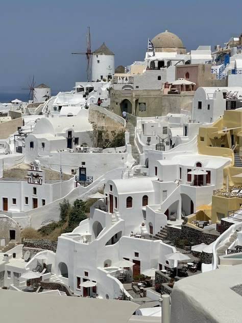 Santorini, Greece, houses, mountain, white, yellow, blue, city, town Houses Mountain, Greece Houses, Greek Homes, Greece House, Greece Architecture, Greek Town, Puff The Magic Dragon, Magic Dragon, Greek Summer