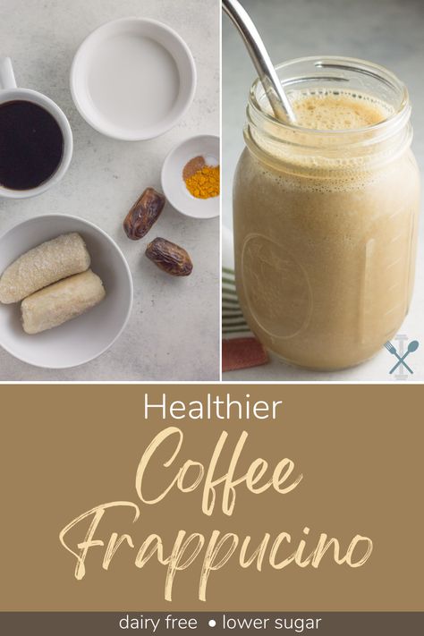 Oreo Frappe, Coconut Milk Coffee, Coffee Frappuccino, Dairy Free Coffee, Less Sugar, Healthy Coffee, Whole30 Recipes, Food Favorites, Cinnamon Banana