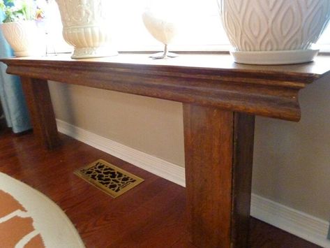 How to Re-purpose an Old Mantel | Hometalk Repurpose Mantle Ideas, Fireplace Mantle Repurpose, Old Mantel Repurpose, Antique Fireplace Mantels Repurposed, Repurpose Fireplace Mantel, Fireplaces Shelf Old, Wooden Mantel, Side Table Makeover, Puzzle Table