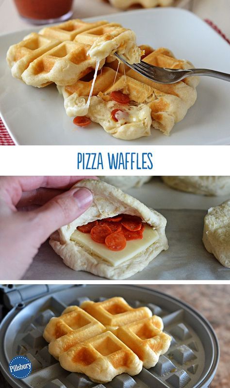 (123) Pizza Waffles | Recipe Mini Waffle Recipe, Pizza Waffles, Waffle Pizza, Waffle Iron Recipes, Waffle Maker Recipes, Foods With Iron, Melty Cheese, Waffle Iron, Waffle Recipes