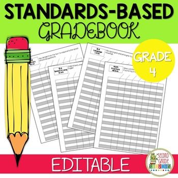 Has your school gone to a standards-based report card?  Have you had trouble figuring out how to keep track of how all your students are doing on each of the standards?  I created this Standards Based Gradebook, matching all Common Core standards for fourth grade, just for that purpose. Standard Based Grading, Gradebook Template, Binder Spine Labels, Grade Book Template, Standards Based Grading, Pacing Guide, First Grade Ideas, Common Core Kindergarten, Report Cards