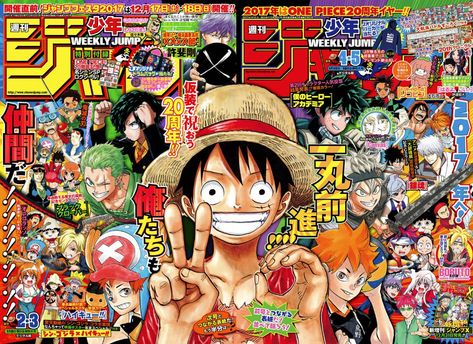 Weekly Shonen Jump covers celebrating One Piece's 20th anniversary. Magazine Cover Ideas, One Piece Chapter, Shonen Jump, Anime Poster, Manga List, Weekly Shonen, Manga Anime One Piece, Anime Wall Art, Manga Covers