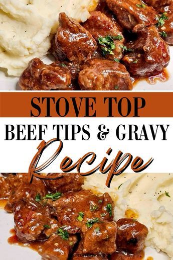 Enjoy the best Beef Tips and Gravy with this easy homemade recipe! Southern comfort food at its finest, prepared right on your stovetop. Fast Beef Tips And Gravy, Beef Tips And Gravy Stove Top, Stovetop Beef Tips, Best Beef Tips And Gravy, Stew Meat Recipes Stove Top, Best Beef Tips, Beef Stew Stove Top, Beef Tip Recipes, Beef Tips And Gravy