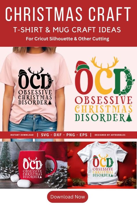 OCD Obsessive Christmas Disorder SVG Free Christmas Svg Free, Obsessive Christmas Disorder, Mug Crafts, Unique T Shirt Design, Christmas Lovers, Unique T Shirt, Festive Design, Svg Free, Christmas Craft