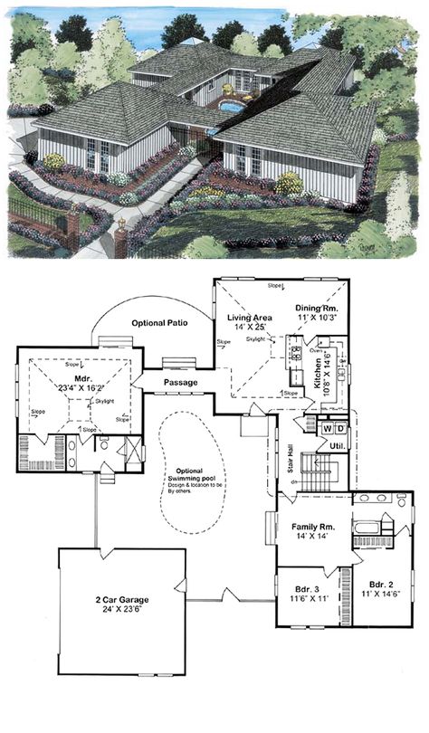 House Plans Courtyard, Multigenerational House Plans, Multigenerational House, 3d Floor Plans, 3d Floor Plan, Courtyard House Plans, Casas The Sims 4, Casa Patio, Sims House Plans