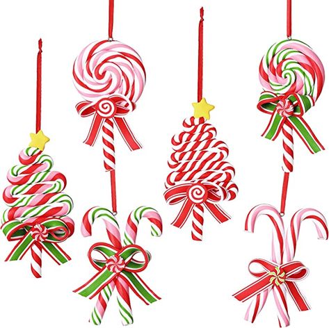 Peppermint Christmas Tree, Peppermint Ornament, Lollipop Decorations, Wreath Party, Candy Cane Crafts, Fake Candy, Candy Christmas Tree, Christmas Lollipops, Peppermint Christmas