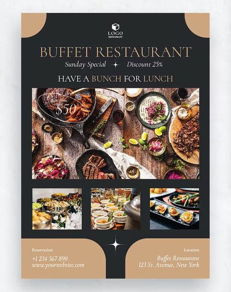 Buffet Menu Design, Buffet Restaurant Design, Raclette Restaurant, Family Buffet, Restaurant Flyer Design, Buffet Brunch, Food Flyer Design, Open Buffet, Restaurants For Birthdays