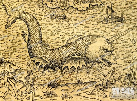 Sea Monster Tattoo, Sea Drawings, Sea Monster Art, Sea Serpent, Sea Monster, Giclee Painting, A4 Poster, Sea Monsters, Medieval Art