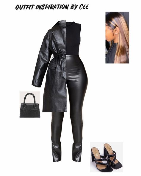 Coat Outfit Black Women, Trench Coat Outfit Black Women, Boujee Fits, Leather Trousers Outfit, Baddie Fashion, Outfit Black Women, Sets Outfit, Fall Forward, Trench Coat Outfit