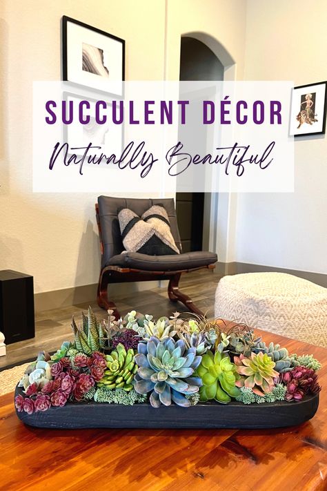 Succulent Arrangements Coffee Tables, Succulent Table Centerpieces, Fake Flower Arrangements Diy, Canyon Lake Texas, Wood Container, Succulent Centerpiece, Succulent Decor, Succulent Bowls, Fake Flower Arrangements