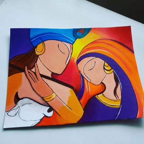 Radha Krishna Modern Art Paintings Easy, Abstract Painting Of God, Radha Krishna Abstract Painting, Matli Decoration, Radha And Krishna, Modern Indian Art, Modern Art Canvas Painting, Easy Mandala Drawing, Canvas Art Quotes