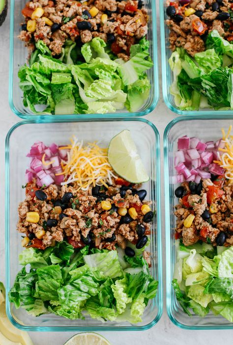 10 Easy Meal Prep Recipes - Eat Yourself Skinny Recipes For Muscle Gain, Best Meal Prep Recipes, Delicious Meal Prep Recipes, 10 Minute Meal, Quick And Easy Meal Prep, Easy Meal Prep Recipes, Turkey Taco Salad, Honey Balsamic Chicken, Recipes Meal Prep