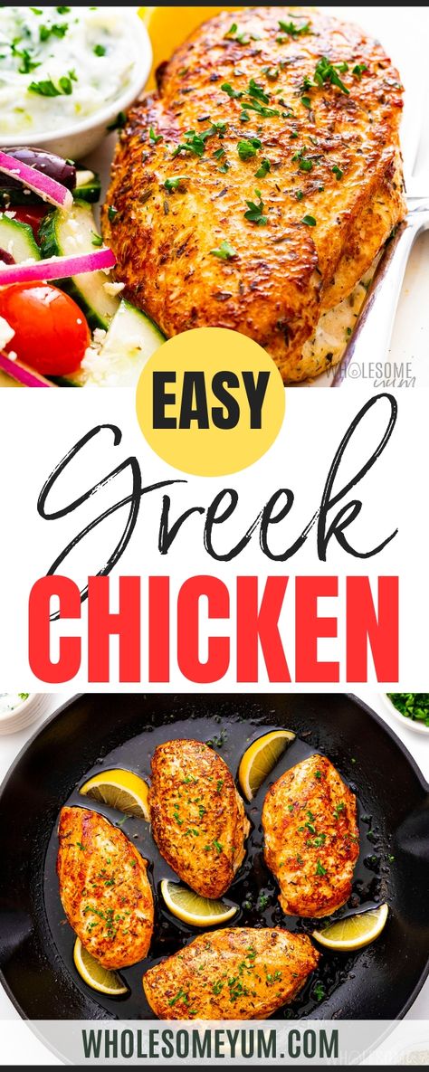 My juicy Greek chicken recipe has a simple marinade with Greek yogurt, olive oil, lemon, and Mediterranean herbs. So easy and flavorful! Greek Yogurt Chicken Marinade, Greek Chicken Recipe, Easy Greek Chicken, Chicken Greek, Mediterranean Herbs, Greek Chicken Marinade, Simple Marinade, Carnivore Recipes, Greek Chicken Recipes