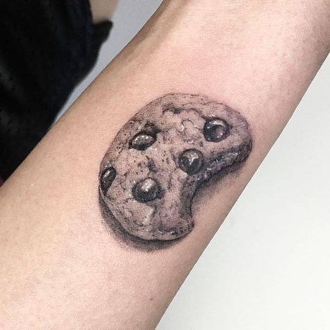 Chocolate Chip Cookie Tattoo, Cookie Tattoo, Chip Tattoo, Sisters Tattoo, Food Cookies, 3d Cookie, Inner Forearm, Dope Tattoos For Women, Idea Board