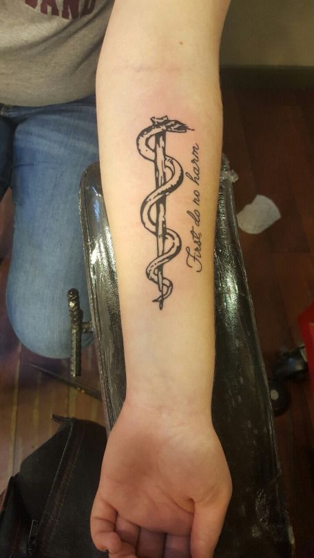 Staff Of Aesculapius Tattoo, Staff Of Asclepius Tattoo, Rod Of Asclepius Tattoo Feminine, Medical Field Tattoo, Rod Of Asclepius Tattoo, Asclepius Tattoo, Healer Tattoo, Medical Tattoos, Medical Alert Tattoo