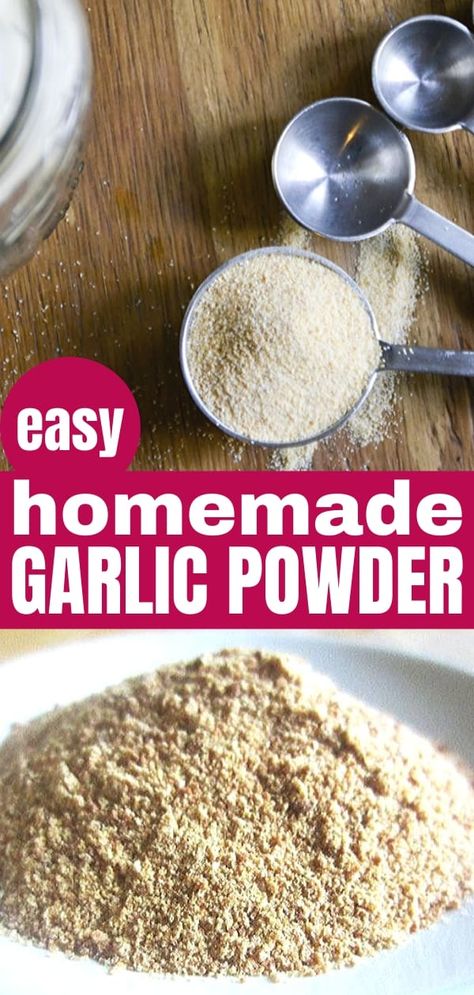 Does your garlic spoil before you use it all? Here are easy instructions for how to Easily Make Homemade Garlic Powder or Homemade Granulated Garlic and stop your garlic from going bad. Diy Garlic Powder, Homemade Garlic Powder, Powdered Sugar Substitute, Vegan Condensed Milk, Granulated Garlic, Living Simple, Homemade Pantry, Sustainable Gardening, Seasoning And Spice