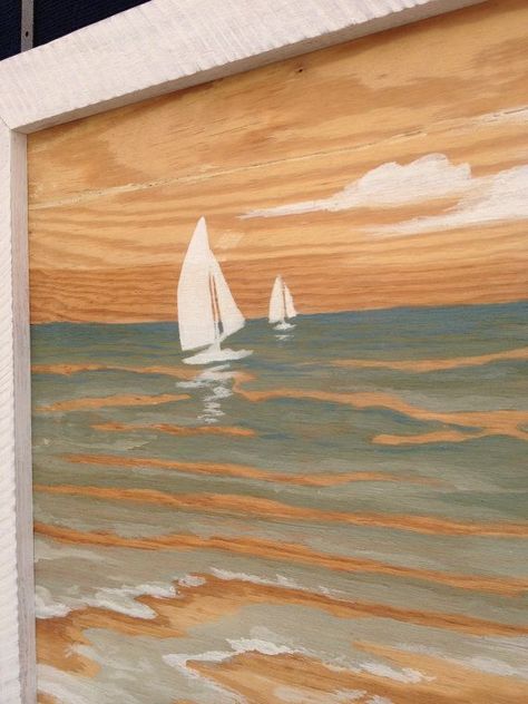 Paint On Plywood Art, Art On Planks Of Wood, Diy Plywood Art, Plywood Painting, Tempat Les, Plywood Art, Plywood Walls, Wood Painting Art, Organic Milk