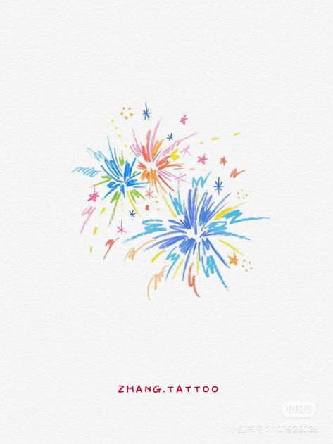 Fireworks Aesthetic Drawing, Fire Works Drawing Art, Fireworks Tattoo Ideas, Fireworks Doodle, Firework Illustration, Fireworks Drawing, Firework Tattoo, How To Draw Fireworks, Small Quote Tattoos