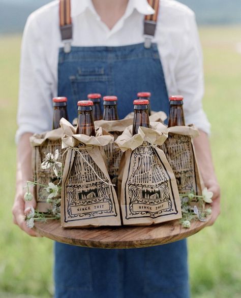 Mindy Rice Design, Beer Themed Wedding, Bbq Rehearsal Dinner, Rehearsal Dinner Favors, Jackson Hole Wedding, Beer Wedding, Brewery Wedding, Edible Wedding Favors, Beer Theme