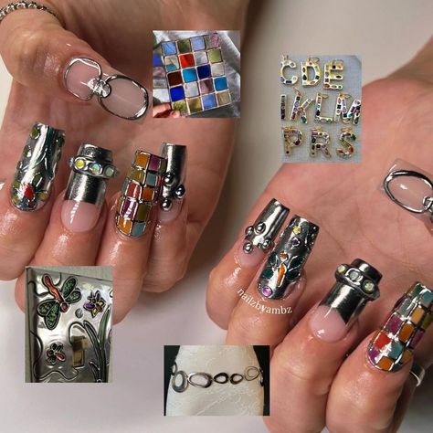 Chrome Palette, Digital Lookbook, Corset Nails, Nail Design Glitter, Les Nails, Hard Nails, Punk Nails, Minimal Nails, Pretty Hands