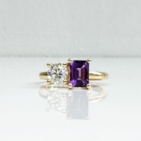 An incredible Toi et Moi (You and Me) ring made just for @dsoto222 💜 Deny wanted a ring that represented the precious bond between she and her son. April diamond just happens to be his birthstone while amethyst is hers. They make such a perfect pairing. #dmfinejewellery Fine Jewellery, Perfect Pair, You And I, Birthstone, Amethyst, Fine Jewelry, The Incredibles, Ring, Quick Saves