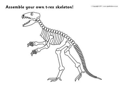 Assemble a T-Rex Dinosaur Skeleton (SB4272) - SparkleBox Dinosaur Skeleton Templates Free Printable, Grit Activities, Dinosaur Transformation, Dinosaur Quilts, Skeleton Coloring Pages, Alliteration Activities, Skeleton Template, Baby Dinosaur Party, Dinosaur Worksheets