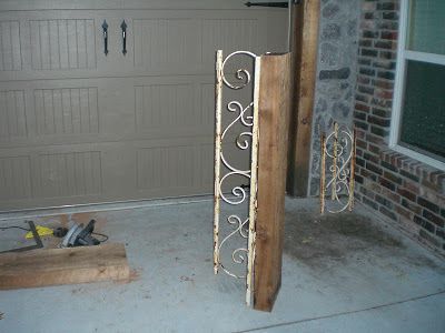 embellishments: Project Post 9: Old Porch Post Ledge Porch Column Ideas, Wrought Iron Porch Railings, Porch Rails, Old Porch, Southern Porch, Metal Porch, Porch Supports, Wood Column, Southern Porches