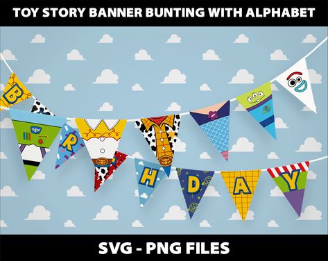 #etsy shop: Toy Story Party Flags Banner Bunting Svg Toy Story Banner Bundle Party idea Sublimation Design Svg Download Digital File TOY STORY https://etsy.me/3Wn5dnu #abstractgeometric #toystory #toystorysvg #toystoryflags #toystoryparty #toystorybanner #partybanner Party Flags Banner, Toy Story Banner, Toddler Memory Book, Story Banner, Pendant Banner, Its A Boy Banner, Toy Story Characters, Toy Story Birthday Party, Font Alphabet