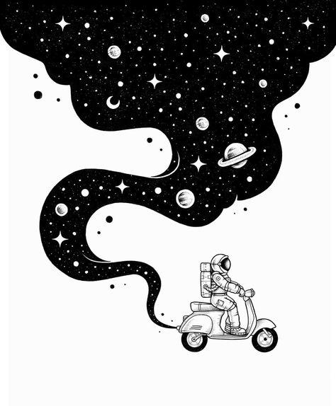 Space Aesthetic Drawing, Astronomy Doodles, Collage Items, Astronaut Drawing, Black Ink Art, Hold Space, Space Drawings, Pretty Printables, Space Illustration