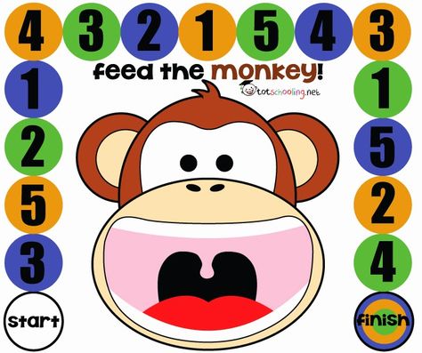 Free Printable Board Game for Toddlers and PreK: Feed the Monkey Feed The Monkey, Printable Board Game, Free Board Games, Printable Math Games, Game For Toddlers, Monkey Games, Jungle Thema, Printable Board Games, Math Game