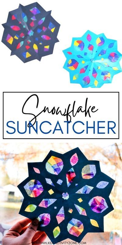 This Snowflake Suncatcher Craft is such an easy craft. Decorate a paper snowflake with tissue paper and hang it in the window! Kunst For Barn, Snowflake Suncatcher, Easy Winter Crafts, Window Christmas, January Crafts, Suncatcher Craft, Paper Snowflake, Rustic Crafts, Winter Crafts For Kids