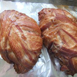 I wanted to try smoked turkey, but didnt want to commit to a FULL bird - Smoked Bacon Wrapped Turkey Breasts Bbq Turkey Breast, Bacon Wrapped Turkey, Turkey Tenderloin Recipes, Turkey Breast Recipes, Bbq Meals, Smoker Grill Recipes, Turkey Bacon Wrap, Bacon Wrapped Meatloaf, Slow Cooker Bacon