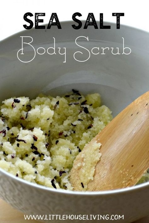 Sea Salt Body Scrub - DIY Body Scrub - Homemade Gift Idea Salt Scrub Diy, Salt Face Scrub, Face Scrub Recipe, Scrub Homemade, Sea Salt Scrub, Sea Salt Body Scrub, Scrub Diy, Sea Salt Scrubs, Body Scrub Recipe