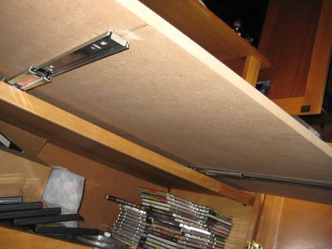 My Need for a Pull Out Tray/shelf for My Media Cabinet.: 16 Steps Slide Out Shelf, Pull Out Shelf Diy, Pull Out Shelf, Diy Pull Out Desk, Diy Under Shelf Drawer, Kitchen Pull Out Shelves, Sliding Shelf, Diy Cabinet Slide Out Shelves, Pull Out Shelf In Cabinet