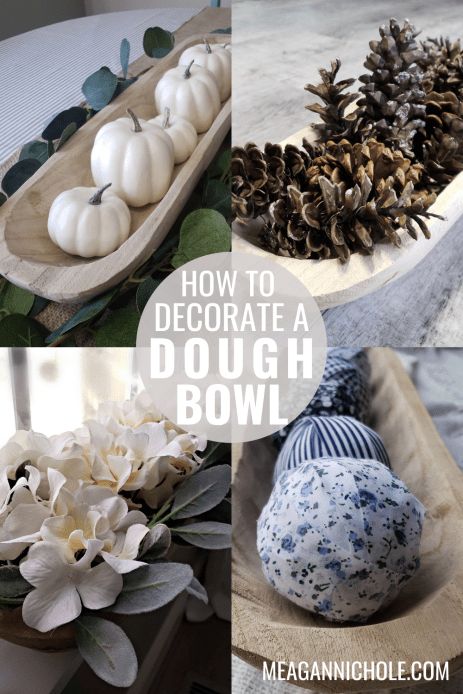 Wooden Dough Bowl Fall Decor, Dough Bowl Decor Ideas, Decorate A Dough Bowl, Diy Bowl Fillers, Wooden Bowls Decor, Wooden Decoration Ideas, Dough Bowl Centerpiece, Decorative Bowl Filler, Diy Bowl