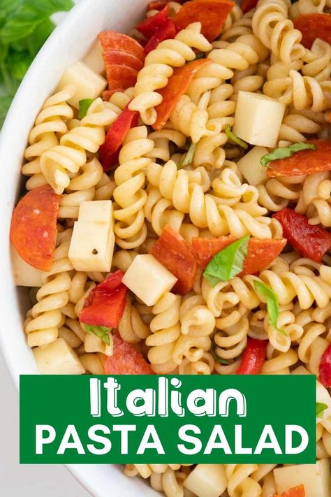 Kid Friendly Pasta Salad, Cold Pasta Salads, Cold Italian Pasta Salad, Rotini Pasta Salad, Pepperoni Pasta, Italian Vinaigrette, Cold Pasta Dishes, Salads For Kids, Italian Pasta Salad