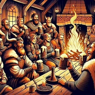 Vikings-drinking-mead-and-ale Make Mead, Coffee Education, Viking Drink, How To Make Mead, Mead Recipe, Fermented Honey, Honey Wine, Healthiest Seafood, Cherry Wine