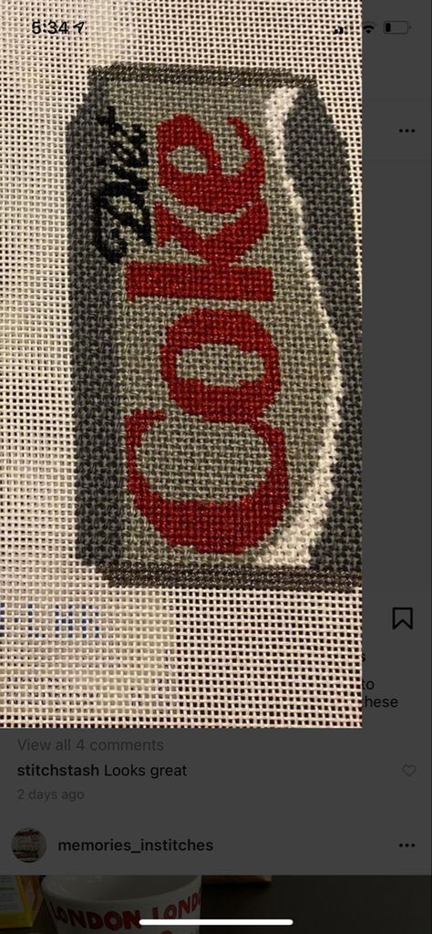 Needlepoint Ideas, Diet Coke, Needle Point, Beer Bottle, Needlepoint, Cross Stitch, Diet, Things To Sell, Crochet