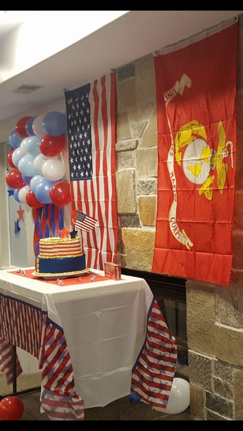 Marine Corp Retirement Party Ideas, Marine Corps Retirement Party Ideas, Marine Retirement Party, Marine Bootcamp Graduation, Marine Corps Graduation, Marine Retirement, Military Retirement Party, Military Retirement Party Decorations, Marine Corps Retirement