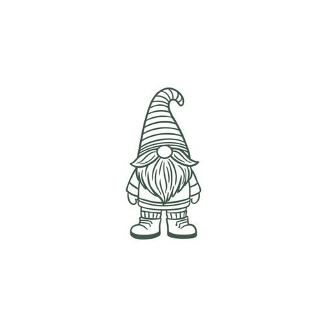 Simple Gnome Drawing, Garden Gnome Drawing, Cute Gnome Drawing, Gnome Line Art, Gnome Tattoo, Gnome Drawing, Always Tattoo, Christmas Tattoo, Transfer Vinyl