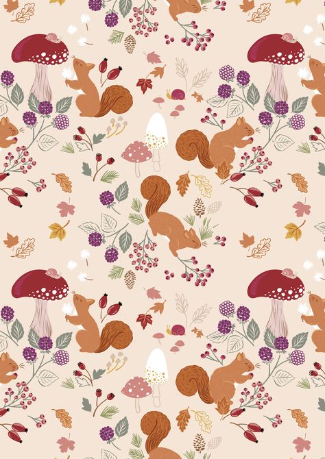 "This Autumn Forest fabric is perfect for quilting, homewares, crafting, and sewing. Premium quality 100% cotton fabric by Lewis & Irene. Width: 112cm / 44 inches. Weight: 150sgm. Durable and practical to use. Just a stunning cotton print from \"Squirrelled Away\" collection by Lewis & Irene. Cute squirrels and snails in autumn forest: leaves, toadstools, mushrooms, and berries on a cream background! An enchanting woodland cotton print in autumn colours pallet: pastel orange, golden brown, beige Autumn Celebration, Woodland Quilt, Forest Fabric, Fabric Board, Cute Squirrel, Quilt Material, Autumn Forest, Novelty Items, Woodland Creatures